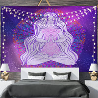HKM-697811 Geometric Abstract Fluorescent Effect Tapestry - Rectangular Polyester Fiber Wall Hanging, Multiple Colors Available