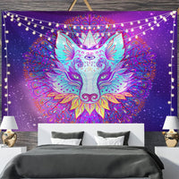 HKM-697811 Geometric Abstract Fluorescent Effect Tapestry - Rectangular Polyester Fiber Wall Hanging, Multiple Colors Available