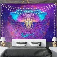 HKM-697811 Geometric Abstract Fluorescent Effect Tapestry - Rectangular Polyester Fiber Wall Hanging, Multiple Colors Available