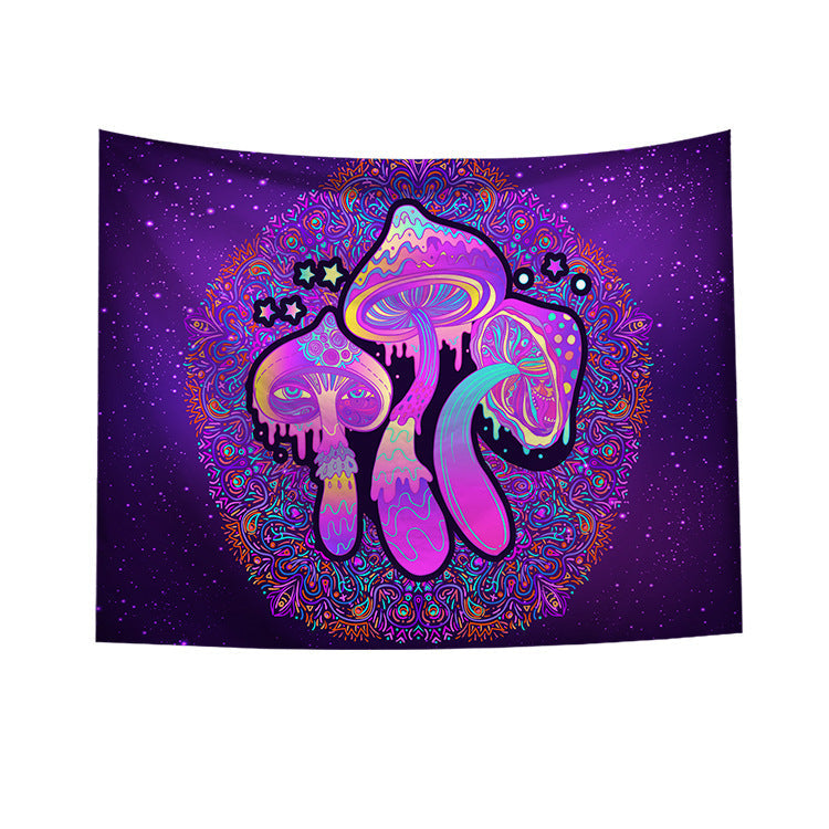 HKM-697811 Geometric Abstract Fluorescent Effect Tapestry - Rectangular Polyester Fiber Wall Hanging, Multiple Colors Available