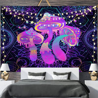 HKM-697811 Geometric Abstract Fluorescent Effect Tapestry - Rectangular Polyester Fiber Wall Hanging, Multiple Colors Available