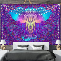 HKM-697811 Geometric Abstract Fluorescent Effect Tapestry - Rectangular Polyester Fiber Wall Hanging, Multiple Colors Available