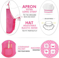 HKM-697811 Kids Apron Set for Cooking and Baking, 11-Piece Cotton Kitchen Playset for Ages 2-13