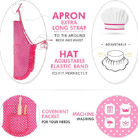 HKM-697811 Kids Apron Set for Cooking and Baking, 11-Piece Cotton Kitchen Playset for Ages 2-13