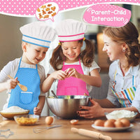HKM-697811 Kids Apron Set for Cooking and Baking, 11-Piece Cotton Kitchen Playset for Ages 2-13