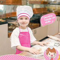 HKM-697811 Kids Apron Set for Cooking and Baking, 11-Piece Cotton Kitchen Playset for Ages 2-13