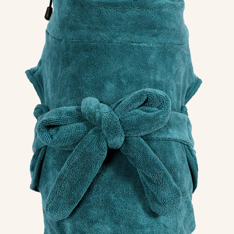 HKM-698003 Quick-Drying Pet Bathrobe in Turquoise Green, Cotton and Polyester Blend, Multiple Sizes Available