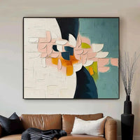 HKM-698067 Handmade 3D Oil Painting Canvas Wall Art - Modern Floral Abstract for Home Decor