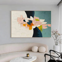 HKM-698067 Handmade 3D Oil Painting Canvas Wall Art - Modern Floral Abstract for Home Decor