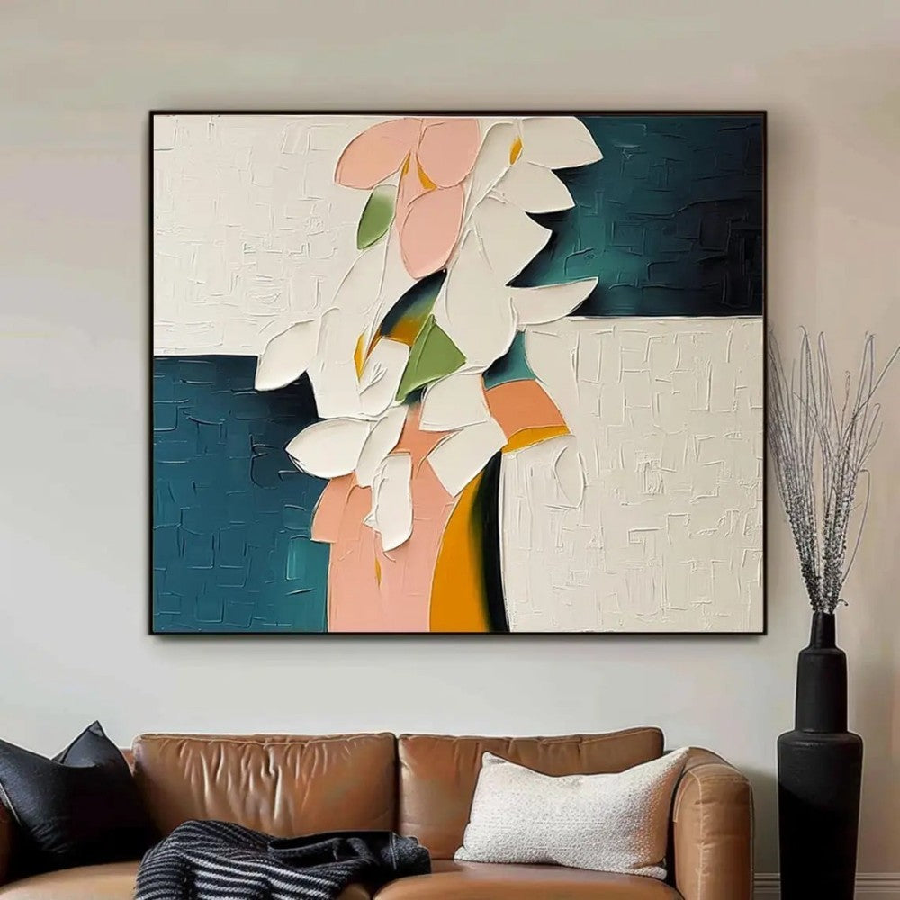 HKM-698067 Handmade 3D Oil Painting Canvas Wall Art - Modern Floral Abstract for Home Decor