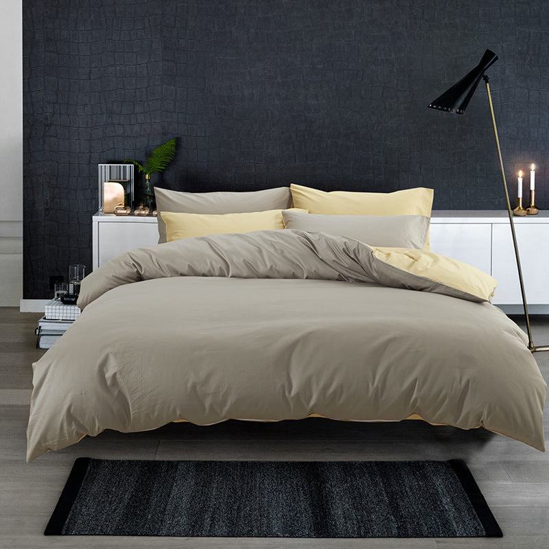 HKM-698131 Cotton Two-Piece Plain Sheet Cover Set for 1.8m Bed - Modern Twill Design