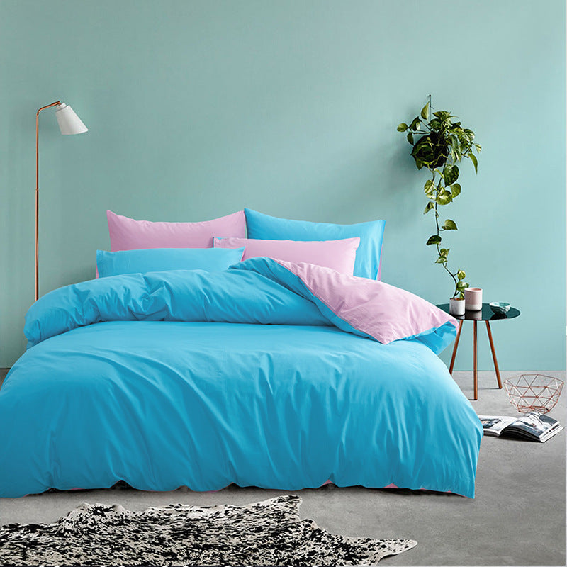HKM-698131 Cotton Two-Piece Plain Sheet Cover Set for 1.8m Bed - Modern Twill Design