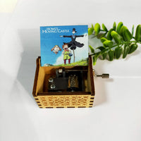 HKM-698131 Handmade Wooden Mini Music Box Featuring Moving Castle Design - Perfect Gift for All Occasions