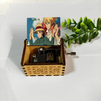 HKM-698131 Handmade Wooden Mini Music Box Featuring Moving Castle Design - Perfect Gift for All Occasions