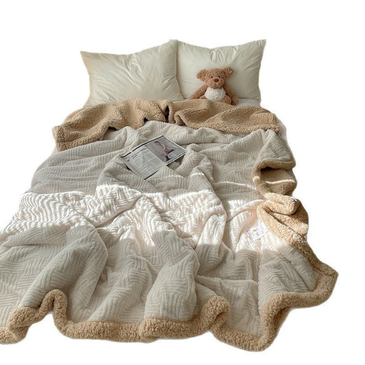 HKM-698131 Thick Lambskin Nap Blanket for Winter Comfort in Multiple Sizes and Soft Solid Colors