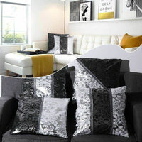 HKM-698195 Chinese Style Black and White Blue and White Porcelain Stitching Pillowcase, 45x45 cm, Linen