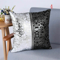 HKM-698195 Chinese Style Black and White Blue and White Porcelain Stitching Pillowcase, 45x45 cm, Linen