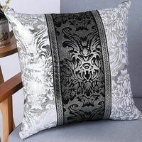 HKM-698195 Chinese Style Black and White Blue and White Porcelain Stitching Pillowcase, 45x45 cm, Linen