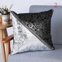 HKM-698195 Chinese Style Black and White Blue and White Porcelain Stitching Pillowcase, 45x45 cm, Linen