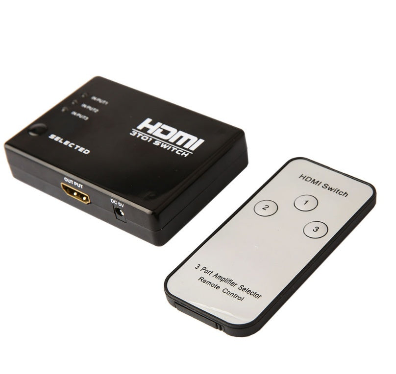 HKM-698323 3-Port HDMI Switcher Splitter with Remote Control for 1080P HD Video & Audio Output