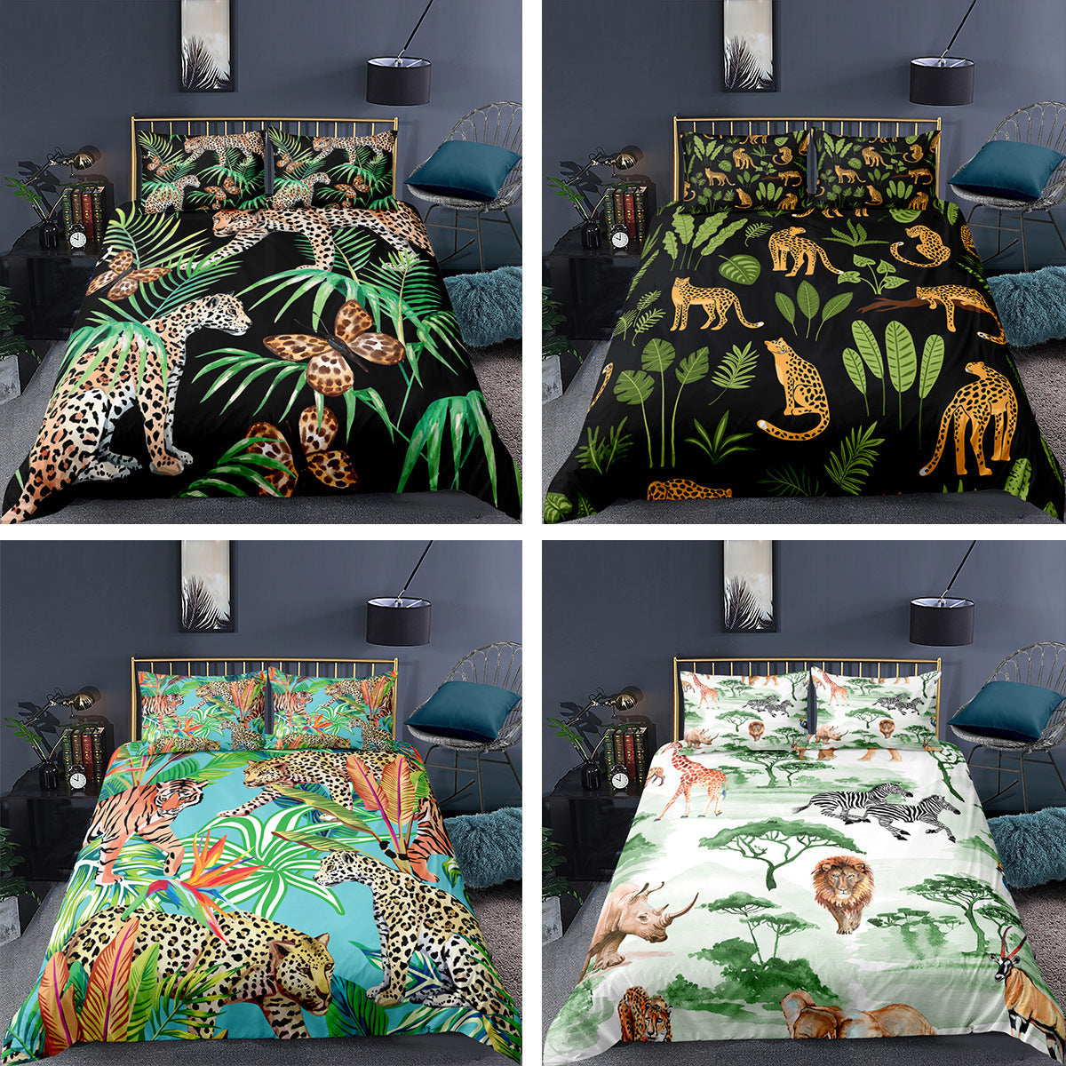 HKM-698451 Digital Printed Bedding Set in Multiple Sizes - Soft Chemical Fiber Quilt Cover with Pillowcases