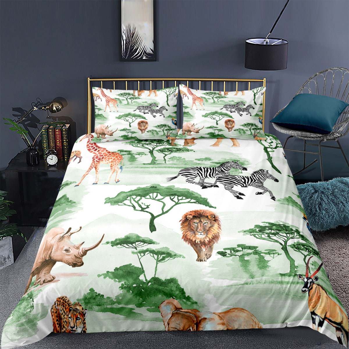 HKM-698451 Digital Printed Bedding Set in Multiple Sizes - Soft Chemical Fiber Quilt Cover with Pillowcases