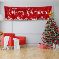 HKM-698451 Nordic White Christmas Snowflake Banner for Festive Home Decor, 50x250cm Polyester Fiber