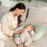 HKM-698579 Cotton Breastfeeding Pillow Set for Newborns - Mint Green, 2-Piece