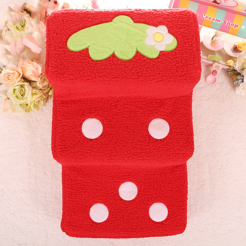 HKM-698643 Soft Bubble Velvet Dog Steps with Lamb Wool Cover – Pink and Big Red, 65cm Length, 40cm Width, 35cm Height
