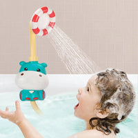 HKM-698707 Electric Bath Shower Toy Set - Cute Hippo Design for Kids Water Play, Ages 0-4 Years