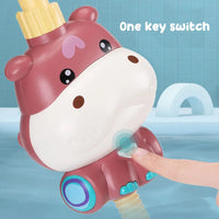 HKM-698707 Electric Bath Shower Toy Set - Cute Hippo Design for Kids Water Play, Ages 0-4 Years