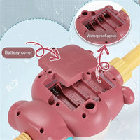 HKM-698707 Electric Bath Shower Toy Set - Cute Hippo Design for Kids Water Play, Ages 0-4 Years