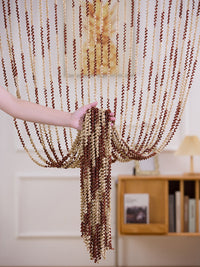 HKM-698835 Elegant Striped Curtain - Light Luxury Polyester Door Curtain with Tassels in Multiple Colors