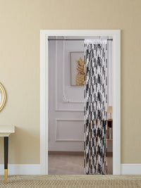 HKM-698835 Elegant Striped Curtain - Light Luxury Polyester Door Curtain with Tassels in Multiple Colors
