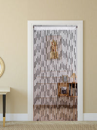 HKM-698835 Elegant Striped Curtain - Light Luxury Polyester Door Curtain with Tassels in Multiple Colors