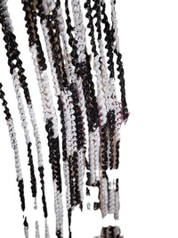 HKM-698835 Elegant Striped Curtain - Light Luxury Polyester Door Curtain with Tassels in Multiple Colors