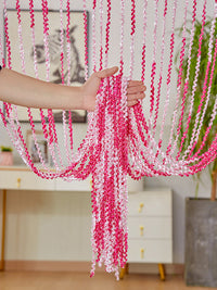 HKM-698835 Elegant Striped Curtain - Light Luxury Polyester Door Curtain with Tassels in Multiple Colors