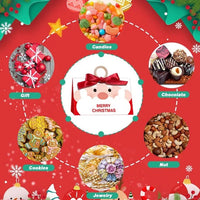 HKM-698899 Christmas Treat Boxes with Ribbon and Wooden Ring - 10 Pcs Santa Claus Design Goodie Boxes for Holiday Gifts