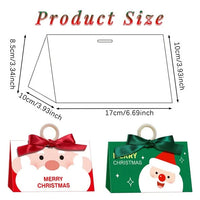 HKM-698899 Christmas Treat Boxes with Ribbon and Wooden Ring - 10 Pcs Santa Claus Design Goodie Boxes for Holiday Gifts
