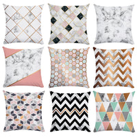 HKM-698963 Geometric Abstract Short Plush Pillowcase with Invisible Zipper, 45x45cm