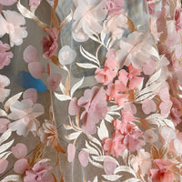HKM-698963 White Chiffon and Lace Fabric for Dresses and Home Décor