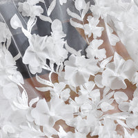 HKM-698963 White Chiffon and Lace Fabric for Dresses and Home Décor