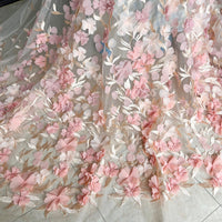 HKM-698963 White Chiffon and Lace Fabric for Dresses and Home Décor