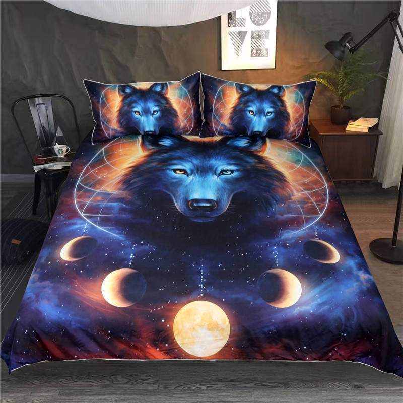 HKM-699091 Plant and Flower Pattern Polyester Fiber Bedding Set with Quilt Cover and Pillowcases