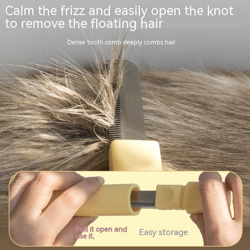 HKM-699219 Stainless Steel Pet Grooming Comb Set with Knot Opener for Easy Hair Removal