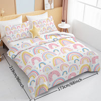 HKM-699283 Rainbow Pattern Comforter Set in Pink and Yellow with 2 Pillow Shams, Available in Twin to King Sizes