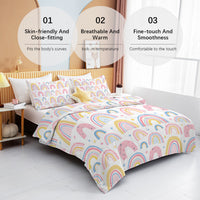 HKM-699283 Rainbow Pattern Comforter Set in Pink and Yellow with 2 Pillow Shams, Available in Twin to King Sizes