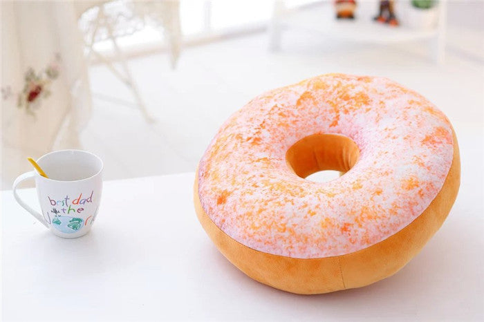 HKM-699411 Creative Plush Donut Pillow Cushion - Soft PP Cotton Bedding in Various Flavors