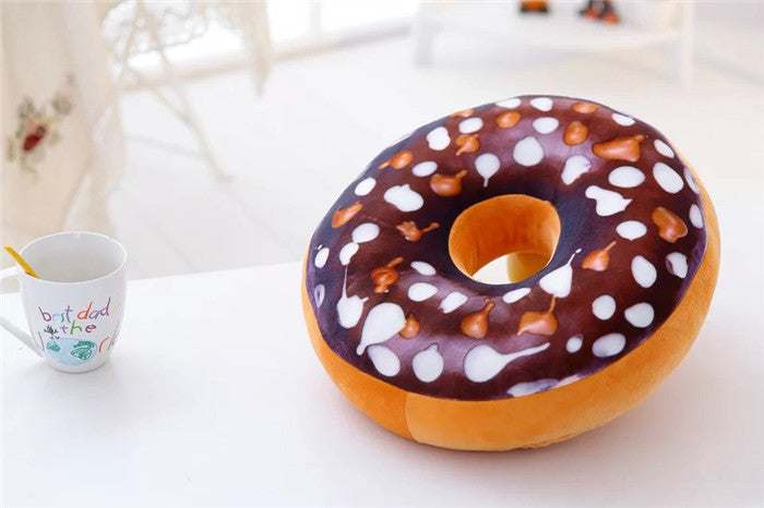 HKM-699411 Creative Plush Donut Pillow Cushion - Soft PP Cotton Bedding in Various Flavors