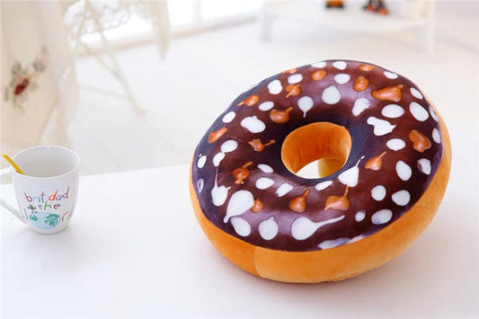 HKM-699411 Creative Plush Donut Pillow Cushion - Soft PP Cotton Bedding in Various Flavors